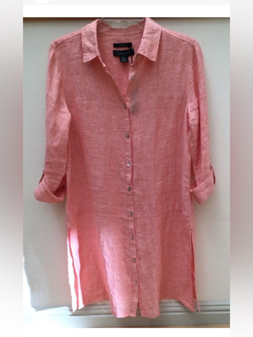 Tahari Linen Button-Down Tunic L